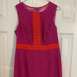 Boden pink and orange lace sleeveless sheath dress